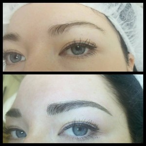 woman show eyebrow after getting the best microblading service