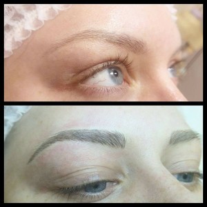 woman eyebrow looking elegant after microblading