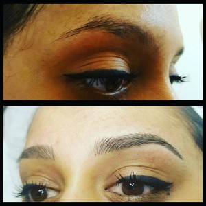 Before and after eyebrow microblading