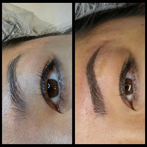 woman got perfect eyebrow shape after getting microblading done