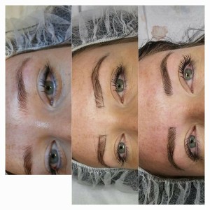 woman three eyebrows showing before and after